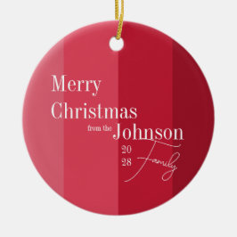 Vrolijk Kerstmis Rode Streep Familie Kerstmis Keramisch Ornament
