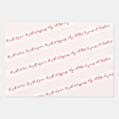 Vrolijk Kerstmis Rode Strepen & Zacht Roze Inpakpapier Vel (Voorkant 2)