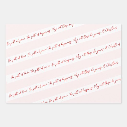 Vrolijk Kerstmis Rode Strepen & Zacht Roze Inpakpapier Vel (Voorkant 2)