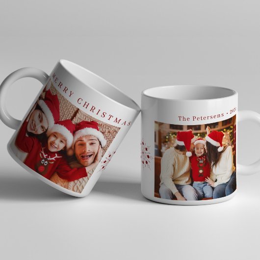 Vrolijk Kerstmis rode typografie aangepaste foto's Koffiemok