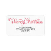 Vrolijk Kerstmis Rode Typografie Retouradres Etiket (Voorkant)