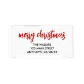 Vrolijk Kerstmis Rode Typografie Retouradres Etiket (Voorkant)