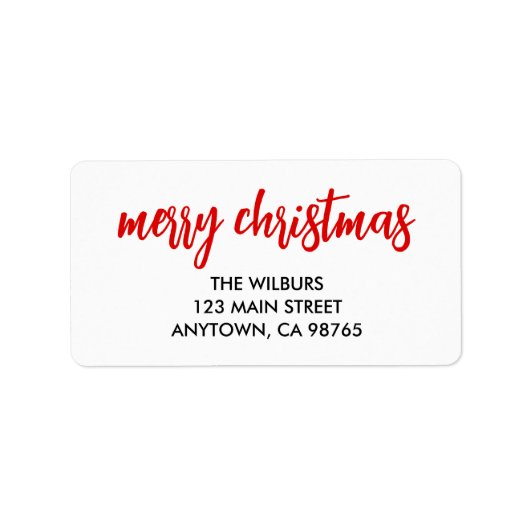 Vrolijk Kerstmis Rode Typografie Retouradres Etiket (Voorkant)