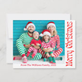 Vrolijk Kerstmis Rode vintage retro familie foto Feestdagenkaart (Voorkant)