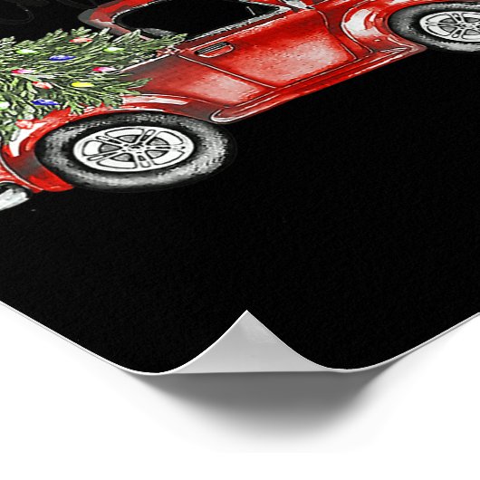 Vrolijk Kerstmis Rode Vrachtwagen Boom Licht Grapp Poster (Hoek)