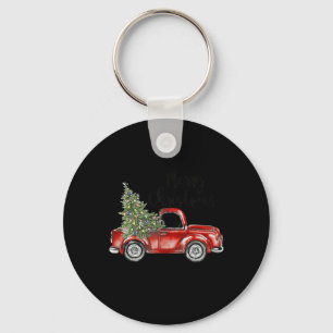 Vrolijk Kerstmis Rode Vrachtwagen Boom Licht Grapp Sleutelhanger
