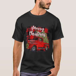 Vrolijk Kerstmis Rode Vrachtwagen Buffel Plaid Ker T-shirt