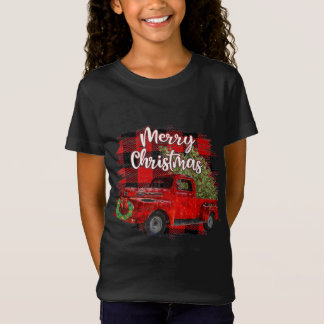 Vrolijk Kerstmis Rode Vrachtwagen Buffel Plaid Ker T-shirt