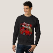 Vrolijk Kerstmis Rode Vrachtwagen Buffel Plaid Ker Trui (Voorkant volledig)