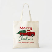 Vrolijk Kerstmis  Rode Vrachtwagen in Sneeuwdouane Tote Bag (Voorkant)