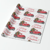 Vrolijk Kerstmis Rode  Vrachtwagen met Speelgoed Cadeaupapier (Uitgerold)