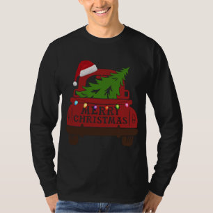 Vrolijk Kerstmis Rode Vrachtwagen Santa Hoed Xmas T-shirt