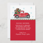 Vrolijk Kerstmis Rode Vrachtwagen Vakantie Verhui Aankondiging (Achterkant)