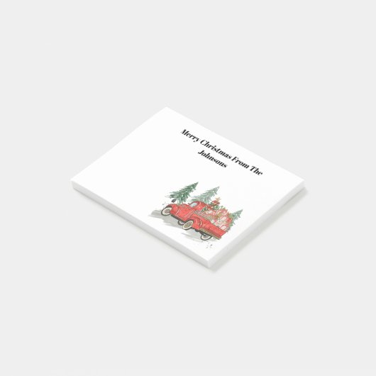 Vrolijk Kerstmis  Rode Vrachtwagen Waterverf Post-it® Notes (Schuin)