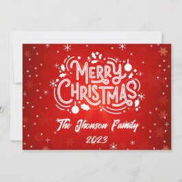 Vrolijk Kerstmis Rode Winter Sneeuwvlokken Kaart