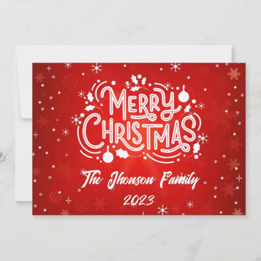 Vrolijk Kerstmis Rode Winter Sneeuwvlokken Kaart (Voorkant)
