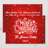 Vrolijk Kerstmis Rode Winter Sneeuwvlokken Kaart (Voorkant / Achterkant)