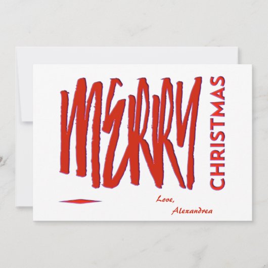 Vrolijk Kerstmis Rood Elegant Modern Script Custom Feestdagenkaart (Voorkant)