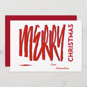 Vrolijk Kerstmis Rood Elegant Modern Script Custom Feestdagenkaart