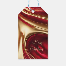 Vrolijk Kerstmis-Rood en Goud Abstract Ontwerp Cadeaulabel