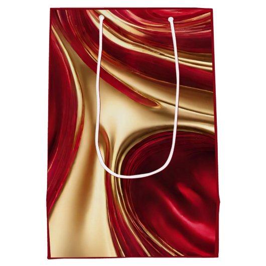 Vrolijk Kerstmis-Rood en Goud- Medium Cadeauzakje (Achterkant)