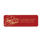 Vrolijk Kerstmis rood en goud retouradres Etiket (Voorkant)