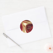 Vrolijk Kerstmis-Rood en Goud- Ronde Sticker (Envelop)