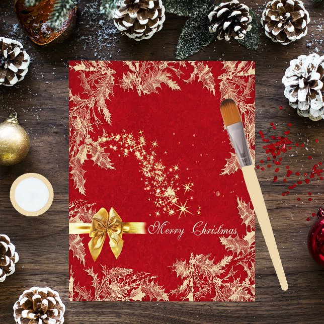 Vrolijk Kerstmis Rood en Goud Scrapbook Papier (Creator heeft geüpload)
