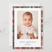 Vrolijk Kerstmis Rood en Groen Gezellig Plaid Foto Feestdagenkaart (Voorkant)