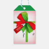 Vrolijk Kerstmis Rood en Groen Gift Met Boog Cadeaulabel (Achterkant)
