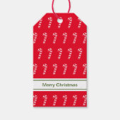 Vrolijk Kerstmis Rood en Wit Candy Cane Naam Tekst Cadeaulabel (Voorkant)