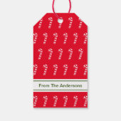 Vrolijk Kerstmis Rood en Wit Candy Cane Naam Tekst Cadeaulabel (Achterkant)