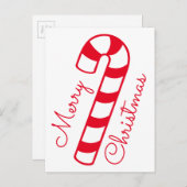 Vrolijk Kerstmis Rood en Wit Gestreepte Candy Cane Briefkaart (Voorkant / Achterkant)