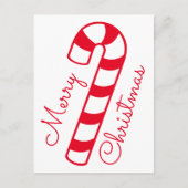 Vrolijk Kerstmis Rood en Wit Gestreepte Candy Cane Briefkaart (Voorkant)