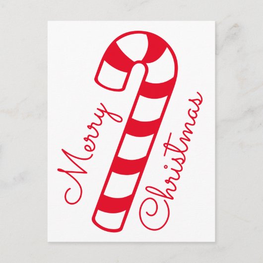Vrolijk Kerstmis Rood en Wit Gestreepte Candy Cane Briefkaart (Voorkant)