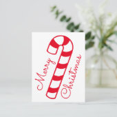 Vrolijk Kerstmis Rood en Wit Gestreepte Candy Cane Briefkaart (Staand voorkant)