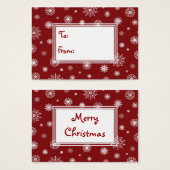 Vrolijk Kerstmis Rood en Wit Sneeuwvlokken Gift La Visitekaartjes (Voorkant /achterkant)