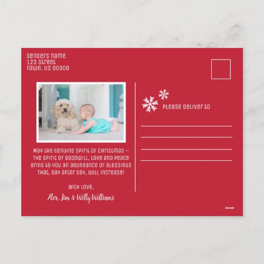 Vrolijk Kerstmis Rood Goud Glitter Star Moderne Fo Feestdagenkaart (Achterkant)