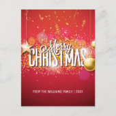 Vrolijk Kerstmis Rood Goud Glitter Star Moderne Fo Feestdagenkaart (Voorkant)
