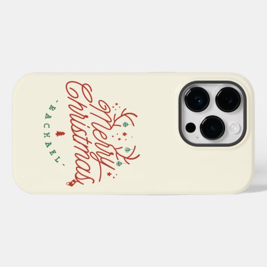Vrolijk Kerstmis Rood Groen Gepersonaliseerd Rendi Case-Mate iPhone Case (Achterkant (horizontaal))