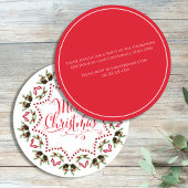 Vrolijk Kerstmis Rood Groen Pinecone Krans Cirkel Kaart