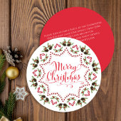 Vrolijk Kerstmis Rood Groen Pinecone Partij QR Cod Kaart