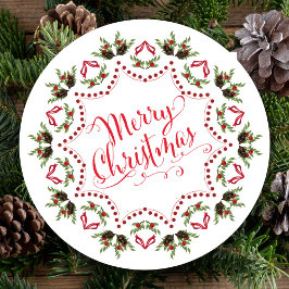 Vrolijk Kerstmis Rood Groen Pinecone Partij QR Cod Kaart