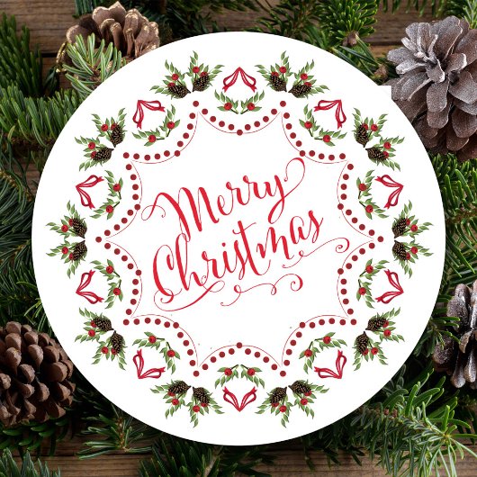 Vrolijk Kerstmis Rood Groen Pinecone Partij QR Cod Kaart