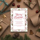 Vrolijk Kerstmis Rood Groen Pinecone Patroon Party Kaart