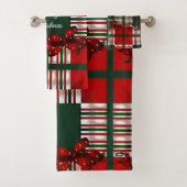Vrolijk Kerstmis Rood Groen Plaid Bad Handdoek (Insitu)