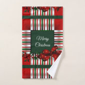 Vrolijk Kerstmis Rood Groen Plaid Bad Handdoek (Handdoek)