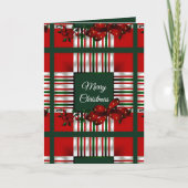 Vrolijk Kerstmis Rood Groen Plaid Kaart (Voorkant)