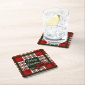 Vrolijk Kerstmis Rood Groen Plaid Kartonnen Onderzetters (Insitu)