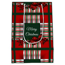 Vrolijk Kerstmis Rood Groen Plaid Medium Cadeauzakje